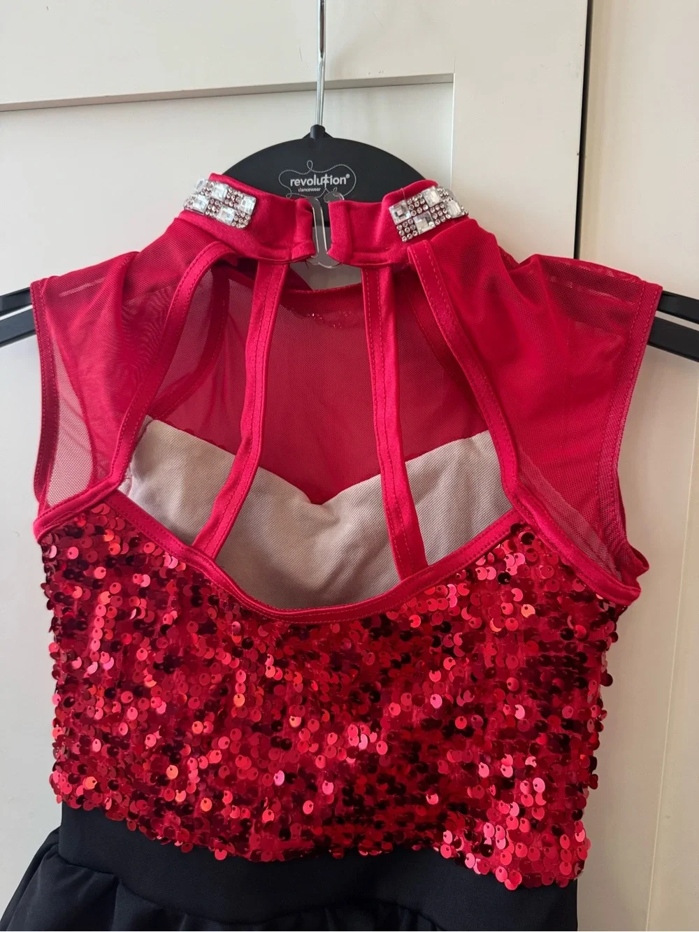 Red Sequin Peplum Dance Costume - Kids